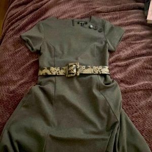 Grey A line belted dress